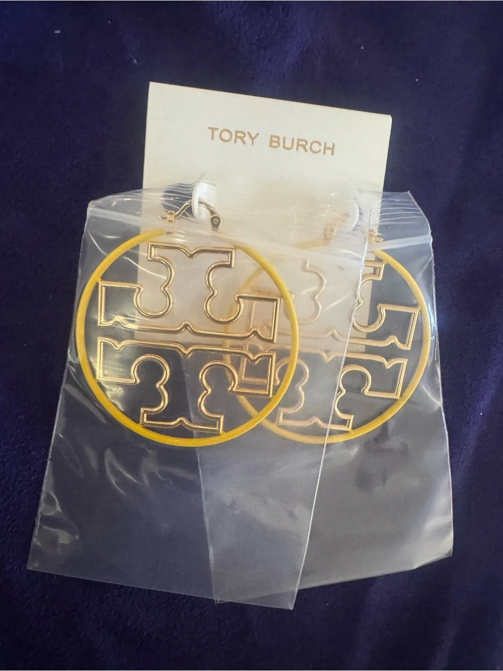 Tory Burch Miller Wire Enamel Hoop Earrings NWT